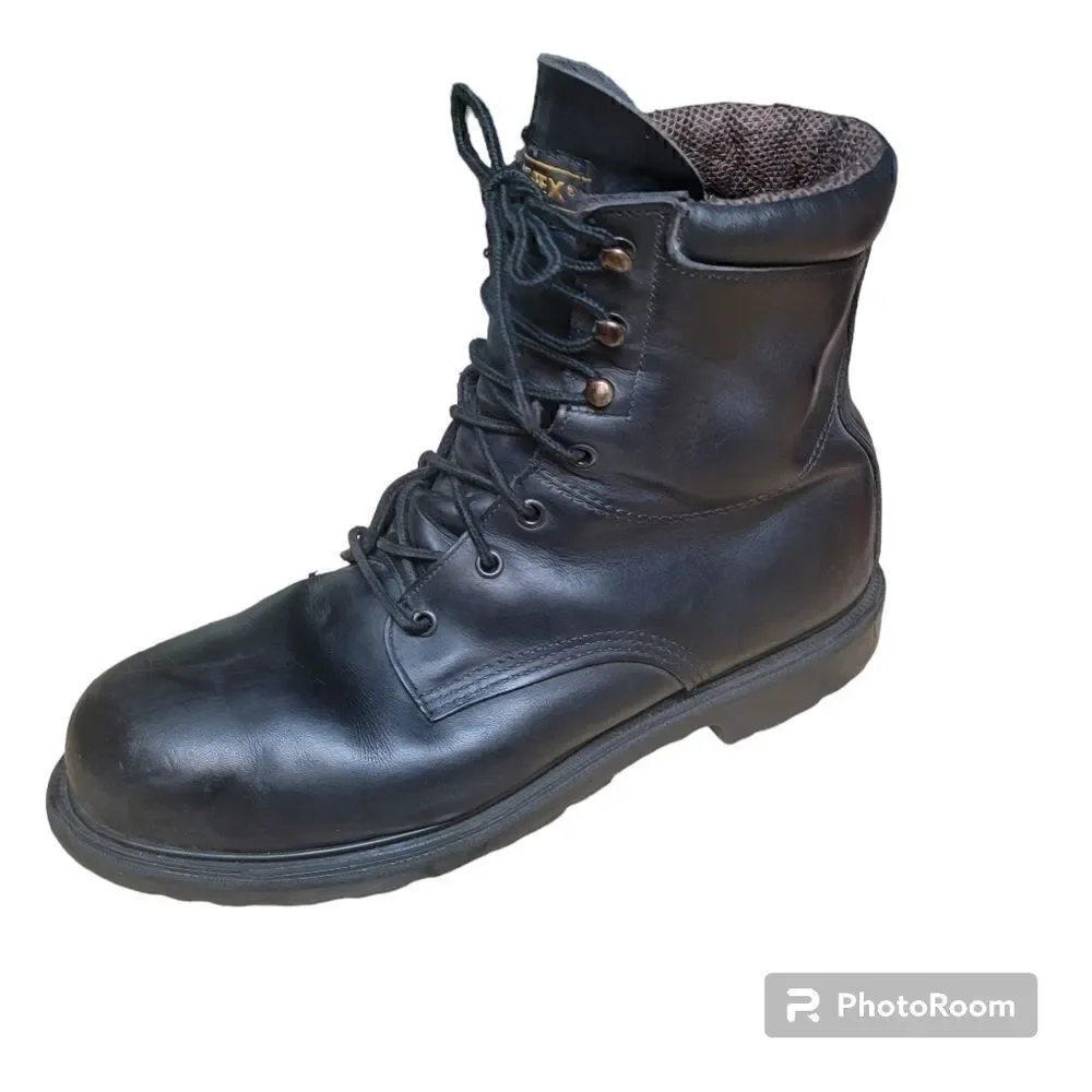COPY - Red Wing Men's Black Leather Gore-Tex  Steel Toe Work Boots. Size 12